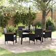 Afuera Living 5 Piece Poly Rattan Garden Dining Set with Cushions in Black