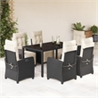 Afuera Living 7 Piece Rattan Garden Dining Set in Black/Cream White
