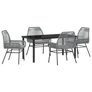 Afuera Living 5 Piece Poly Rattan Garden Dining Set with Cushions in Black
