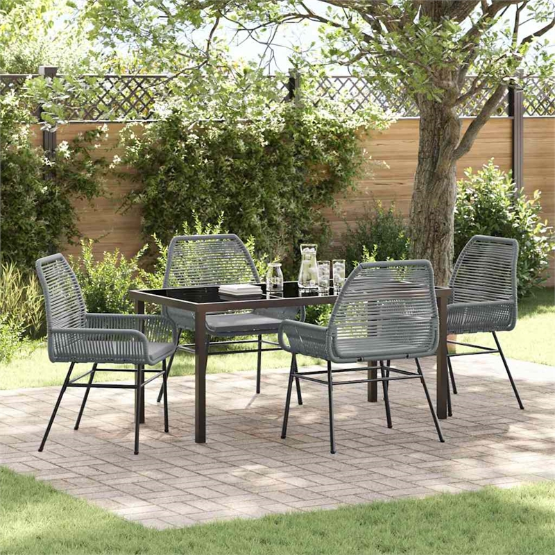 Afuera Living 5 Piece Poly Rattan Garden Dining Set with Cushions in Black