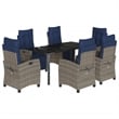 Afuera Living Contemporary 7 Piece Rattan Garden Dining Set in Black