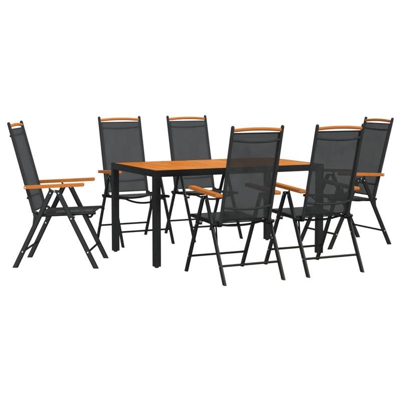 Afuera Living Contemporary 7 Piece Garden Dining Set in Black