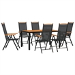 Afuera Living Contemporary 7 Piece Garden Dining Set in Black
