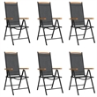 Afuera Living Contemporary 7 Piece Garden Dining Set in Black