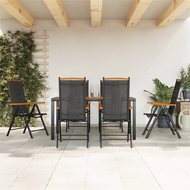 Afuera Living Contemporary 7 Piece Garden Dining Set in Black