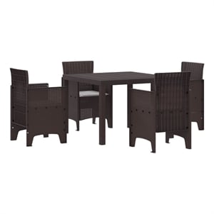 Afuera Living 5 Piece Poly Rattan Garden Dining Set in Brown