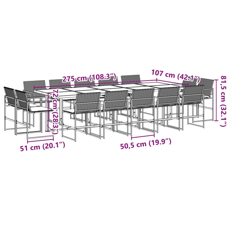 Afuera Living 14 Piece Poly Rattan Garden Dining Set in Black/Cream White