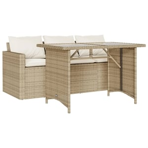 Afuera Living Contemporary Rattan Garden Dining Set in Beige/Cream White