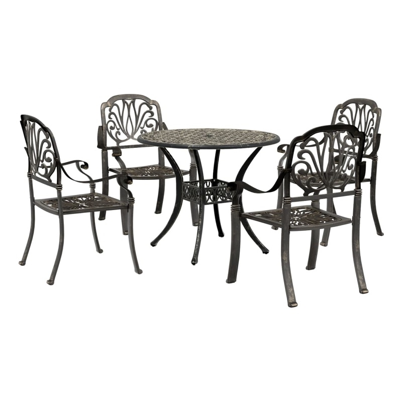Afuera Living Contemporary 5 Piece Garden Dining Set in Bronze