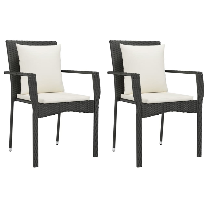 Afuera Living 9 Piece Poly Rattan Garden Dining Set in Black/Cream White