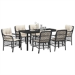 Afuera Living 7 Piece Poly Rattan Garden Dining Set with Cushions in Black