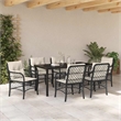 Afuera Living 7 Piece Poly Rattan Garden Dining Set with Cushions in Black