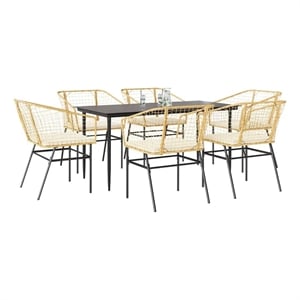 Afuera Living 7 Piece Poly Rattan Garden Dining Set in Black