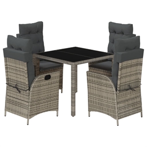 Afuera Living Contemporary 5 Piece Garden Dining Set in Gray