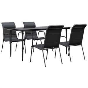 Afuera Living 5 Piece Steel Garden Dining Set in Black/Anthracite