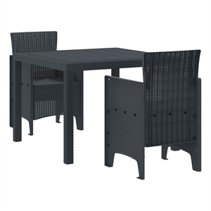 Afuera Living Contemporary Poly Rattan Garden Dining Set in Anthracite