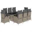 Afuera Living Contemporary 9 Piece Poly Rattan Garden Dining Set in Gray