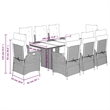 Afuera Living Contemporary 9 Piece Poly Rattan Garden Dining Set in Gray