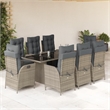 Afuera Living Contemporary 9 Piece Poly Rattan Garden Dining Set in Gray