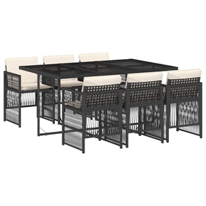 Afuera Living 7 Piece Poly Rattan Garden Dining Set in Black/Cream White