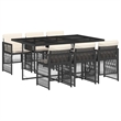 Afuera Living 7 Piece Poly Rattan Garden Dining Set in Black/Cream White
