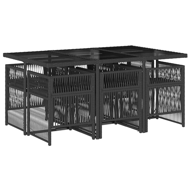 Afuera Living 7 Piece Poly Rattan Garden Dining Set in Black/Cream White