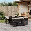 Afuera Living 7 Piece Poly Rattan Garden Dining Set in Black/Cream White