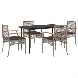 Afuera Living 5 Piece Poly Rattan Garden Dining Set in Black/Dark Gray
