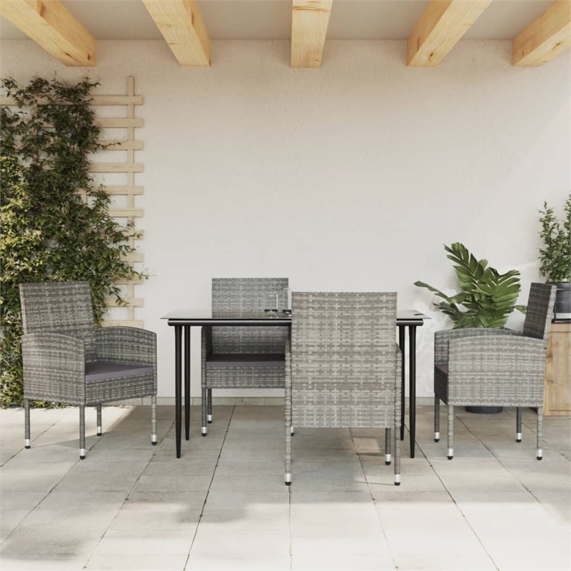 Afuera Living Contemporary 5 Piece Rattan Garden Dining Set in Black