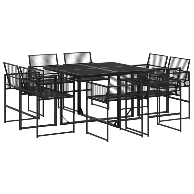 Afuera Living 9 Piece Poly Rattan Garden Dining Set in Black