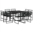 Afuera Living 9 Piece Poly Rattan Garden Dining Set in Black