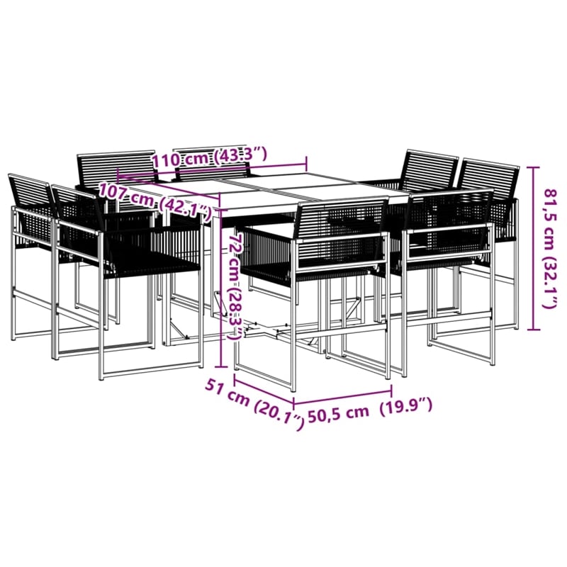 Afuera Living 9 Piece Poly Rattan Garden Dining Set in Black