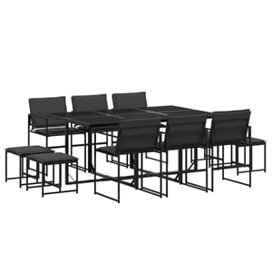 Afuera Living 11 Piece Steel Garden Dining Set in Black/Dark Gray