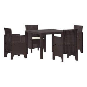 Afuera Living 5 Piece Poly Rattan Garden Dining Set in Brown