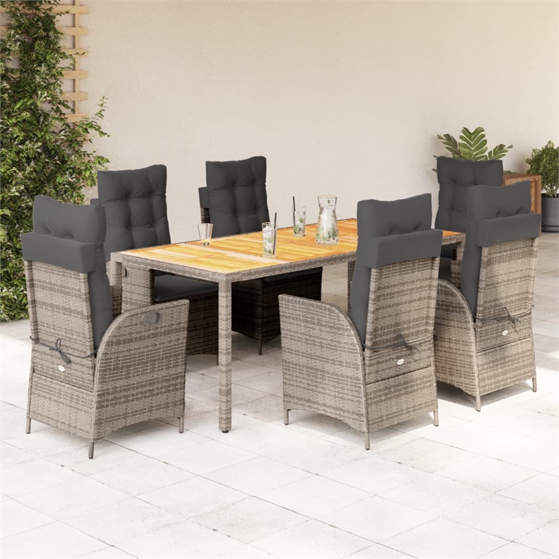 Afuera Living Contemporary Poly Rattan Garden Dining Set in Gray