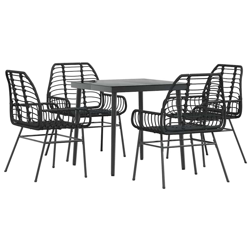 Afuera Living Contemporary Poly Rattan Garden Dining Set in Black