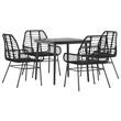 Afuera Living Contemporary Poly Rattan Garden Dining Set in Black