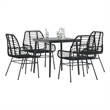 Afuera Living Contemporary Poly Rattan Garden Dining Set in Black