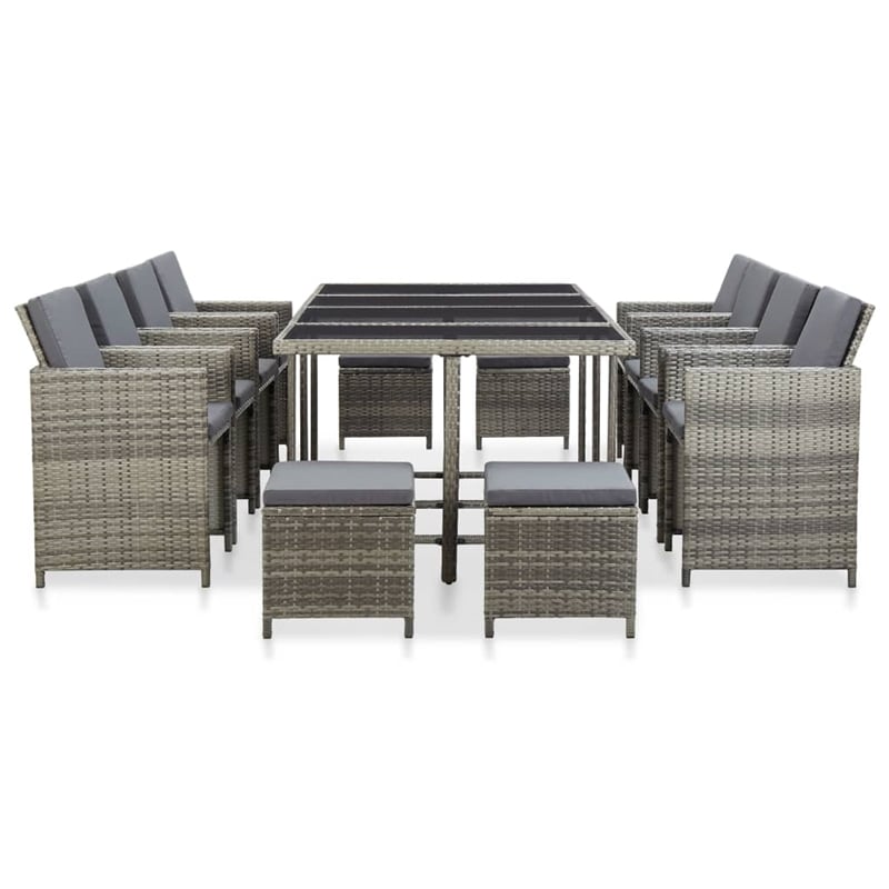 Afuera Living Contemporary Durable Rattan Garden Dining Set in Gray