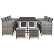 Afuera Living Contemporary Durable Rattan Garden Dining Set in Gray
