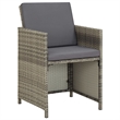 Afuera Living Contemporary Durable Rattan Garden Dining Set in Gray