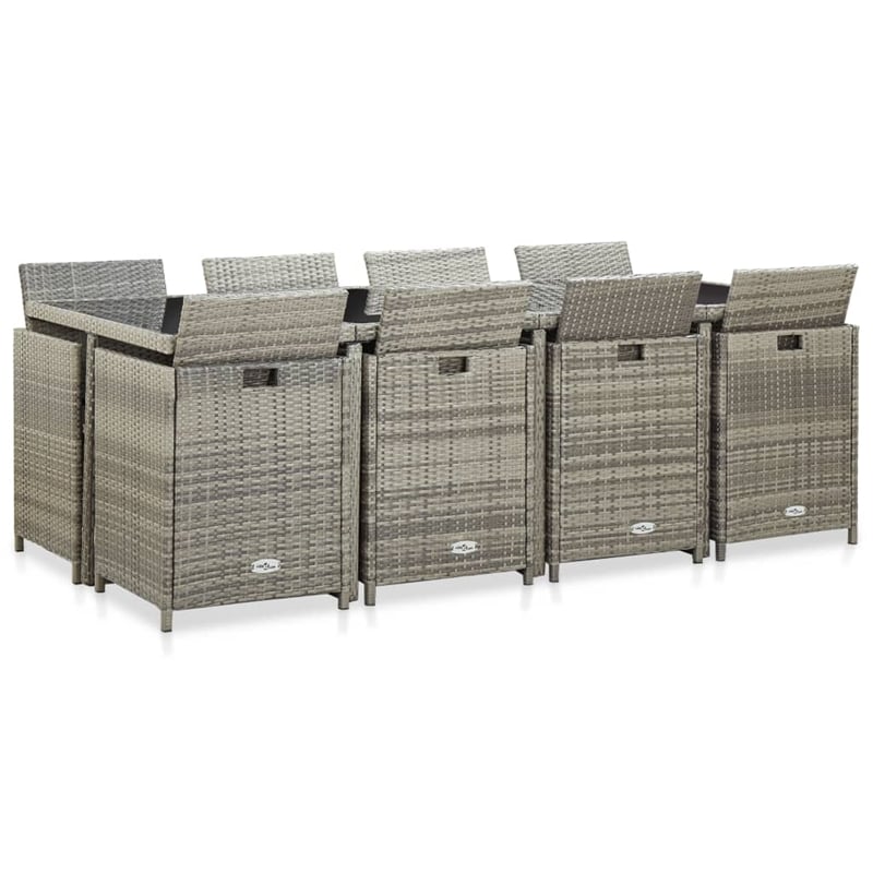 Afuera Living Contemporary Durable Rattan Garden Dining Set in Gray