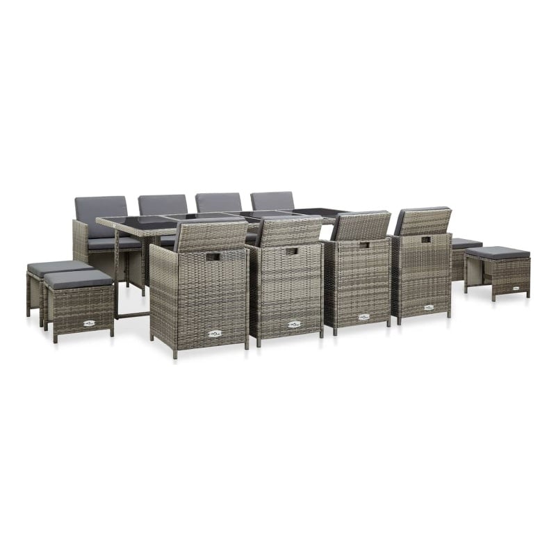 Afuera Living Contemporary Durable Rattan Garden Dining Set in Gray