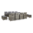 Afuera Living Contemporary Durable Rattan Garden Dining Set in Gray