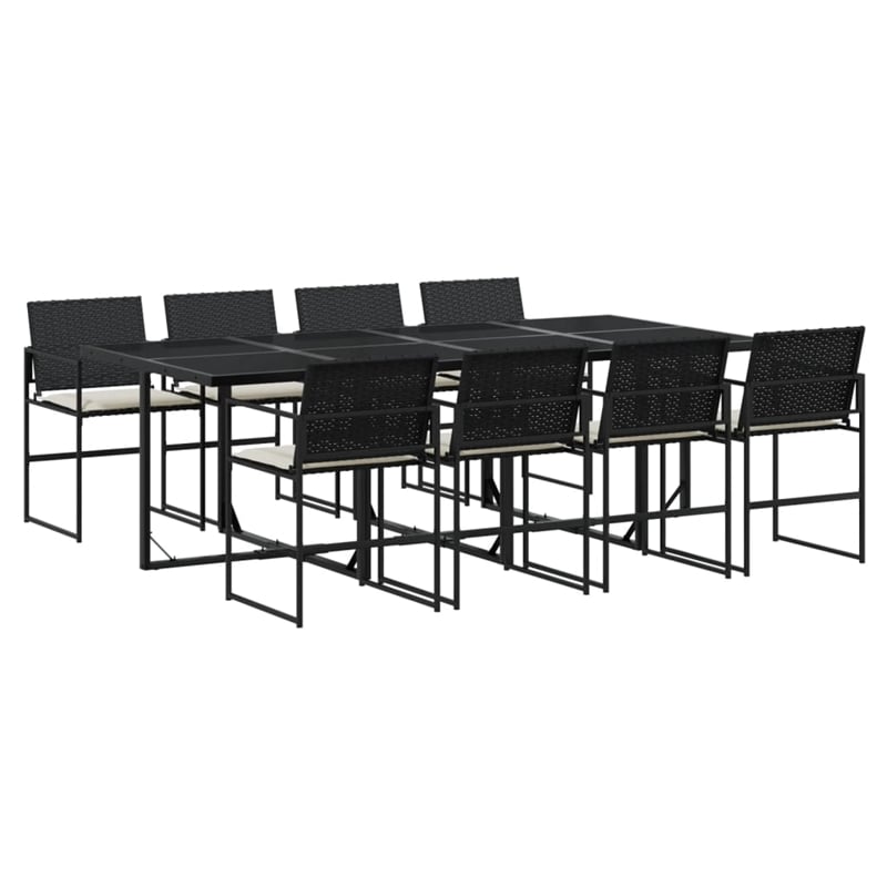 Afuera Living 9 Piece Poly Rattan Garden Dining Set in Black/Cream White