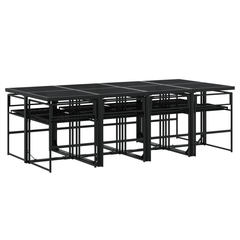 Afuera Living 9 Piece Poly Rattan Garden Dining Set in Black/Cream White