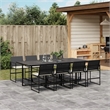 Afuera Living 9 Piece Poly Rattan Garden Dining Set in Black/Cream White
