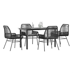 Afuera Living 5 Piece Poly Rattan Garden Dining Set in Black/Dark Gray
