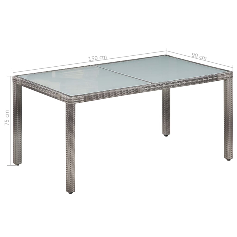 Afuera Living Contemporary 7 Piece Rattan Garden Dining Set in Gray