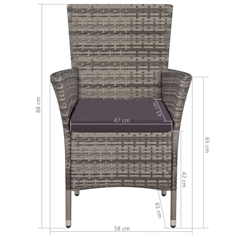 Afuera Living Contemporary 7 Piece Rattan Garden Dining Set in Gray